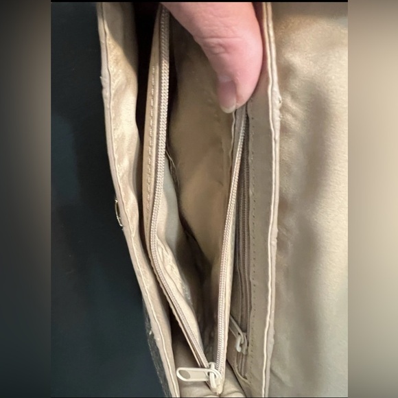 Liz Claiborne Shoulder Bag Champagne Faux Croc Leather Purse Chain Strap Chic - Picture 9 of 16